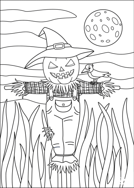 Scarecrow coloring page image
