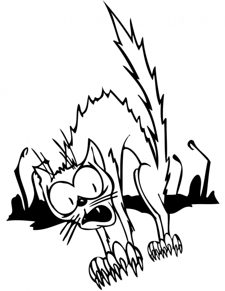 Scared Cartoon Black Cat  coloring page image