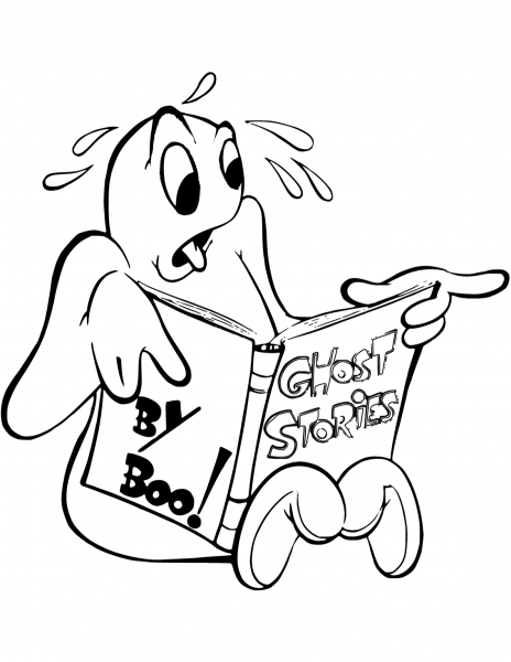 Scared Ghost coloring page image