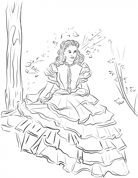 Scarlett O’Hara coloring page image