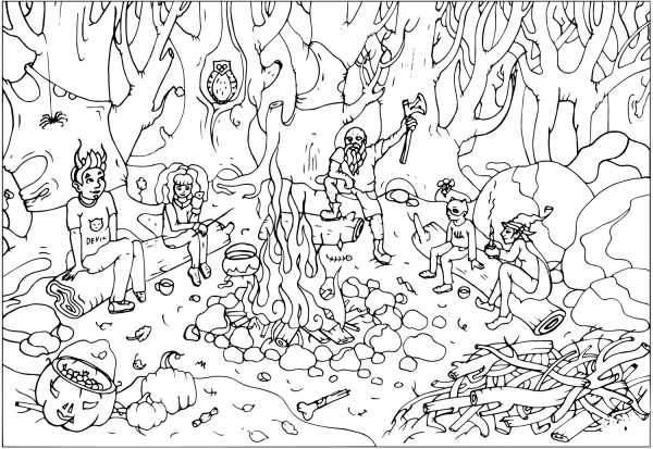Scary Campfire Stories coloring page image