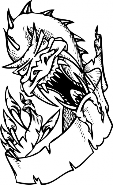 Scary Dragon coloring page image