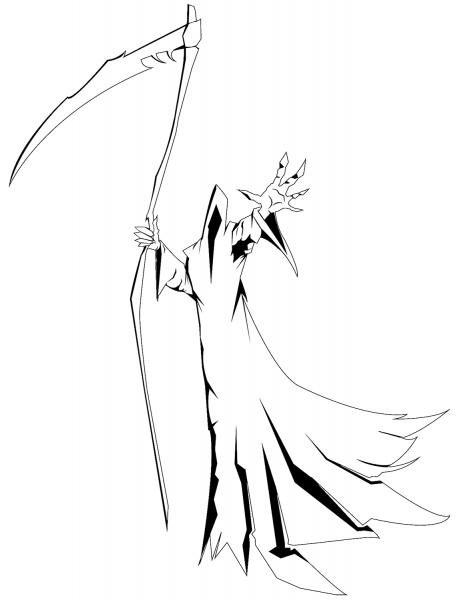 Scary Grim Reaper coloring page image