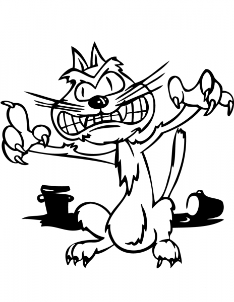 Scary Halloween Cat coloring page image