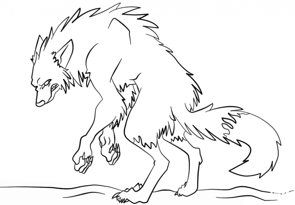 Scary Werewolf coloring page image