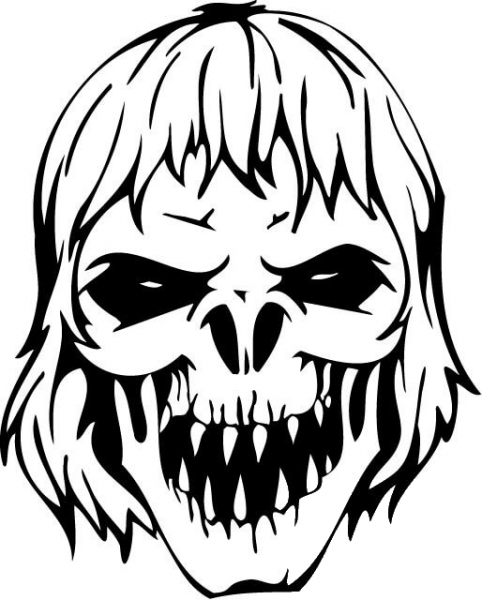 Scary Zombie Skull coloring page image