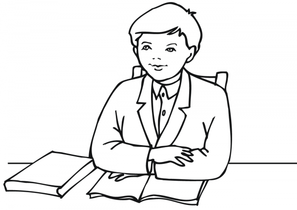 School Boy coloring page image