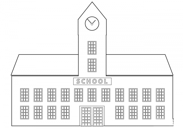 School Building coloring page image