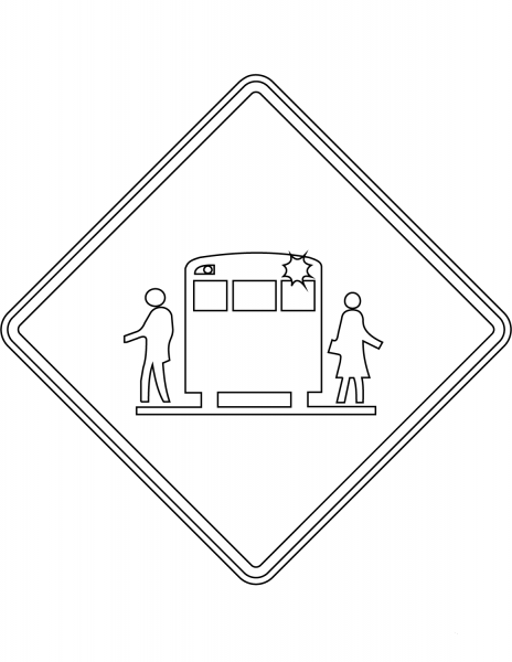 “School Bus Stop Ahead” Sign in Ontario coloring page image