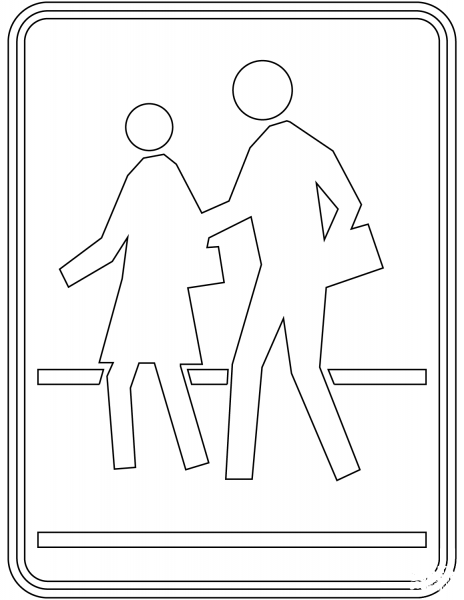 “School Crossing” sign in Ontario coloring page image