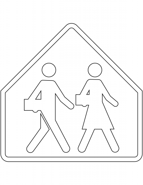 “School Crossing” Sign in Quebec coloring page image