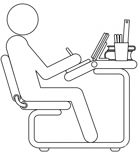 School Desk coloring page image