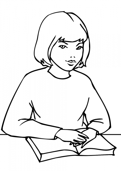 School Girl coloring page image