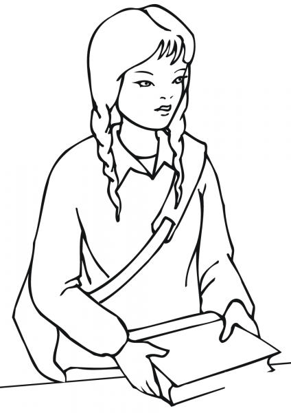 School Girl coloring page image