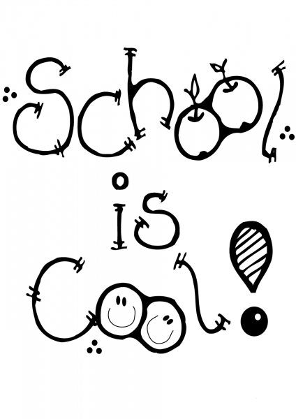 School is Cool coloring page image