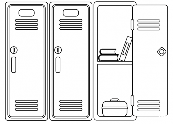 School Locker coloring page image