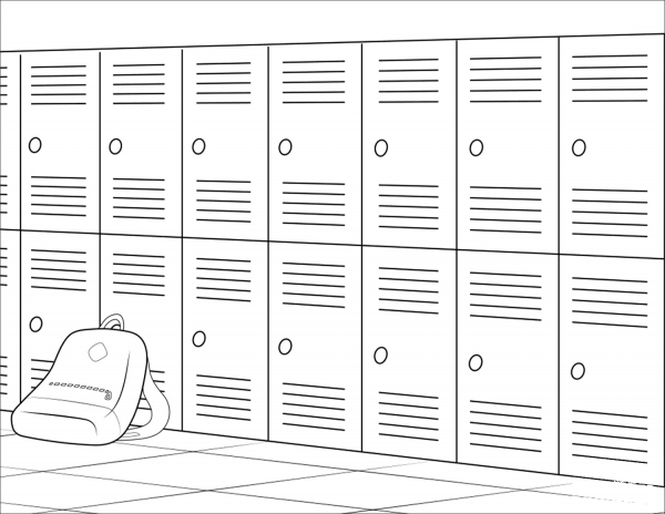 School Lockers coloring page image