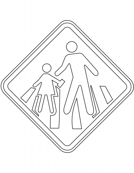 “Schoolchildren Crossing” Sign in Brazil coloring page image