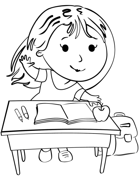 Schoolgirl coloring page image