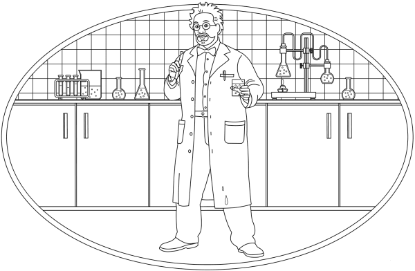 Scientist coloring page image