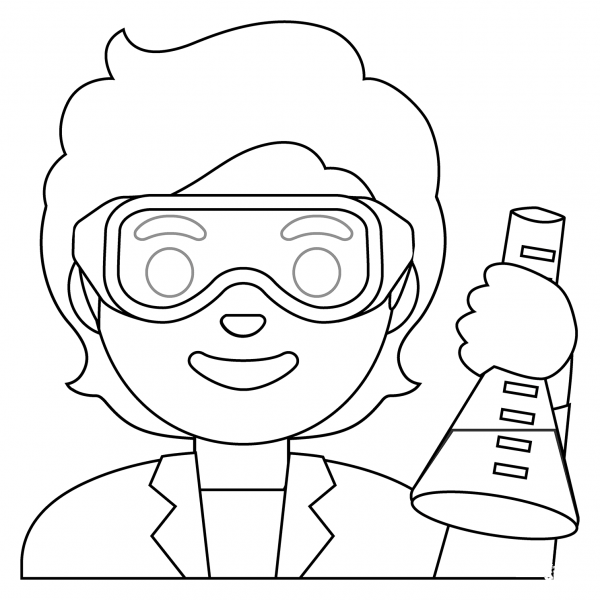 Scientist Emoji coloring page image