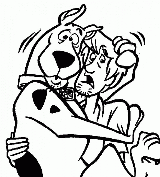 Scooby Doo and Shaggy are scared  coloring page image