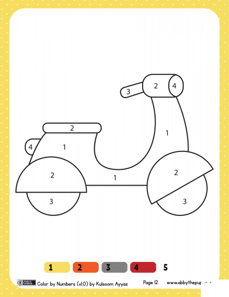 Scooter Color by Numbers 1-4 image