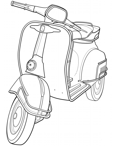 Scooter Vespa coloring page image