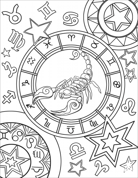 Scorpius Zodiac Sign coloring page image