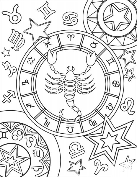 Scorpius Zodiac Sign coloring page image