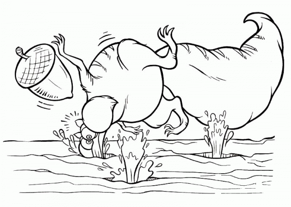 Scrat Hunting Acorn  coloring page image
