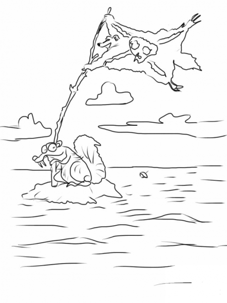 Scrat Is Trying To Find His Acorn Again! coloring page image