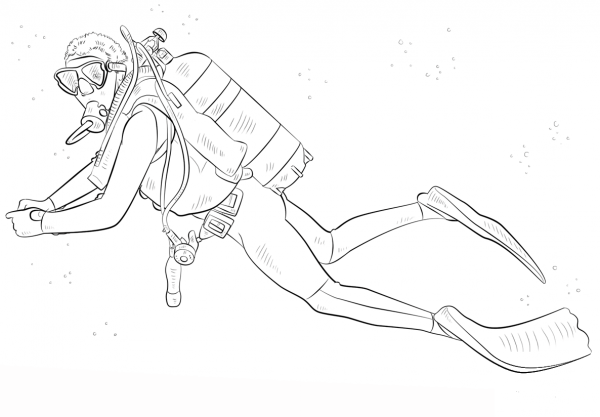 Scuba Diver coloring page image