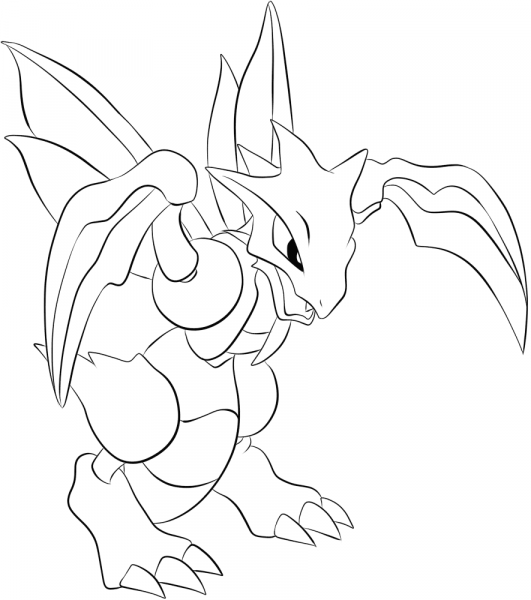 Scyther coloring page image