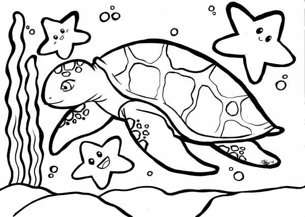 Sea Turtle coloring page image
