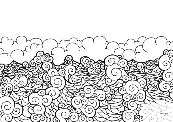 Sea Waves coloring page image