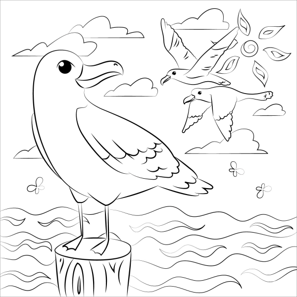 Seagull coloring page image