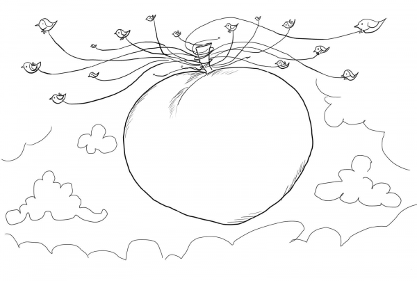 Seagulls Carrying James and the Giant Peach coloring page image