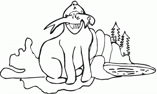 Seal Catches A Fish coloring page image