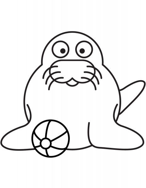Seal Play The Ball coloring page image