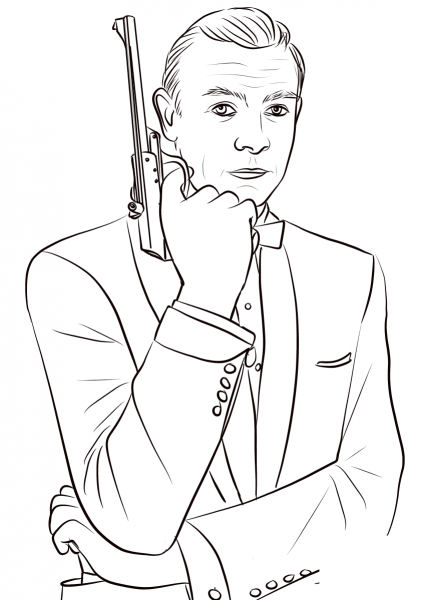 Sean Connery as James Bond coloring page image