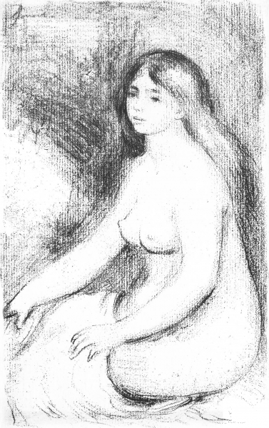 Seated Bather coloring page image