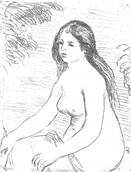 Seated Nude Woman coloring page image