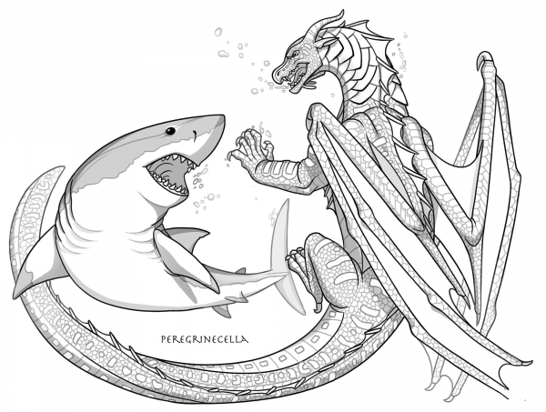 Seawing Dragon coloring page image
