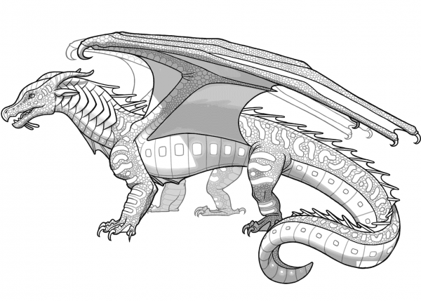 Seawings Dragon from Wings of Fire coloring page image
