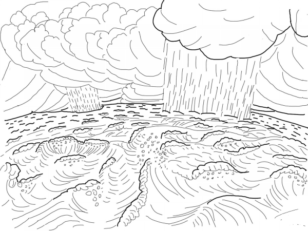 Second Day of Creation coloring page image