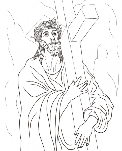 Second Station – Jesus Carries His Cross coloring page image