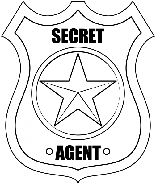 Secret Agent Badge coloring page image
