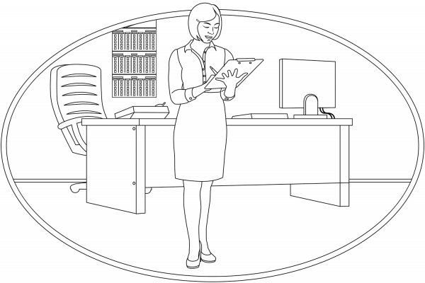 Secretary coloring page image