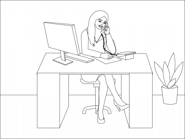 Secretary coloring page image